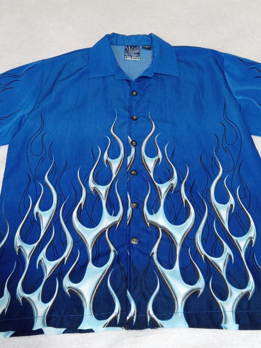 Vtg C-Two Shirt Mens M Flame Graphic Tribal Y2K Rock Grunge Festival 90s Biker - Picture 5 of 10